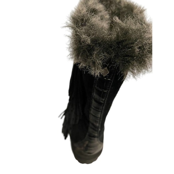 SAM EDELMAN BLACK FUR LINED BOOTS WITH FRINGE WOMENS SIZE 6 WARM AND COZY - Picture 7 of 9